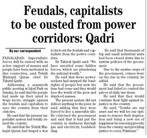 Minhaj-ul-Quran  Print Media CoverageDaily The News Page 1